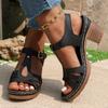 Women's Solid Color Fashion Sandals, Summer T-strap High Heels, Casual Single Strap Non-slip Thick Heel Shoes