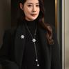 Autumn And Winter Snowflake Sweater Chain Rotating Tassel Long Temperament Necklace Women'S Versatile Clothing Rotating Snowflake