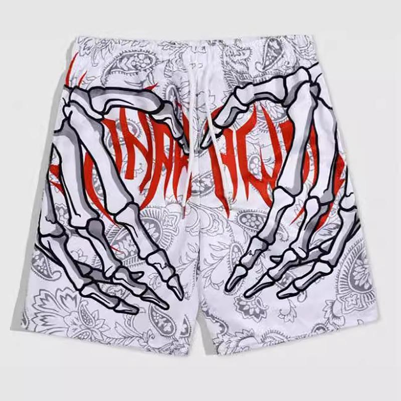 Elastic Waist Jogging Shorts Swim Trunks Board Shorts Summer New Beach Shorts With Hand 3D Print Y2k Shorts For Men
