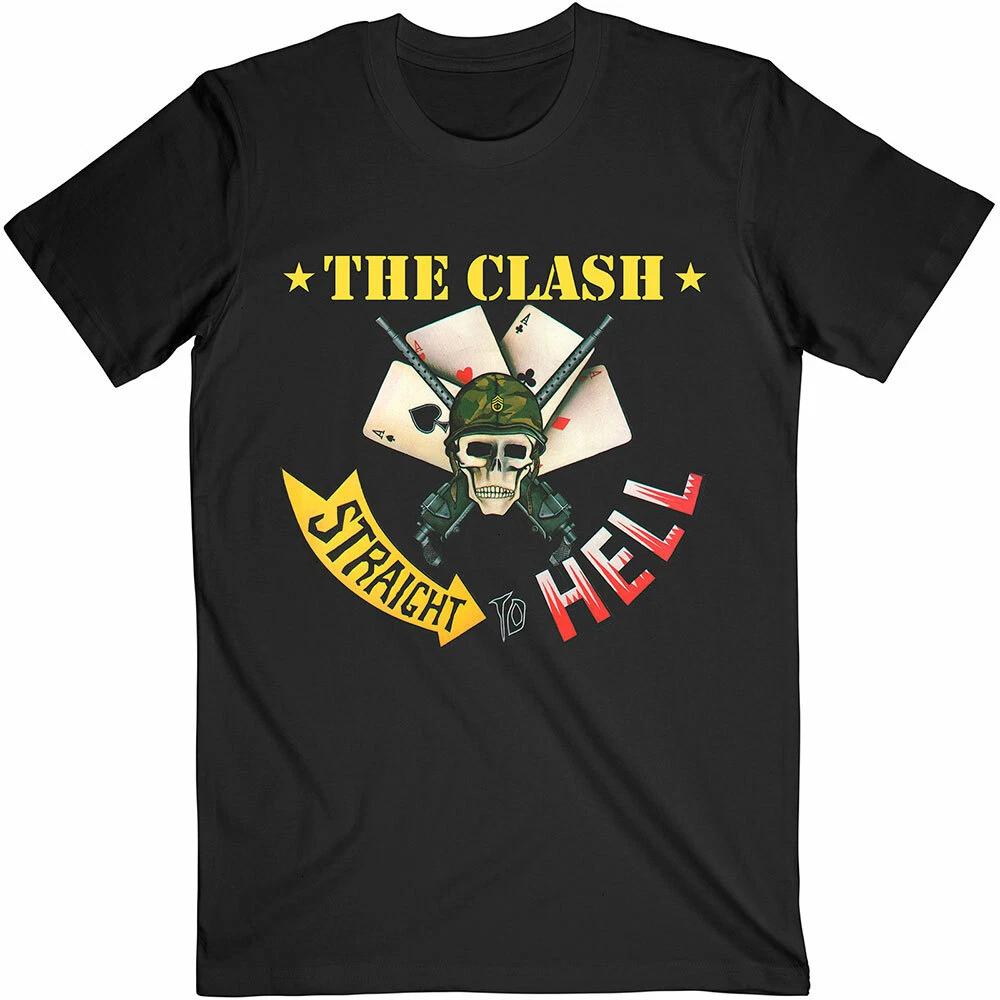 Official The Clash T Shirt Straight Aces Mens Black Punk Rock Metal Classic Tee S