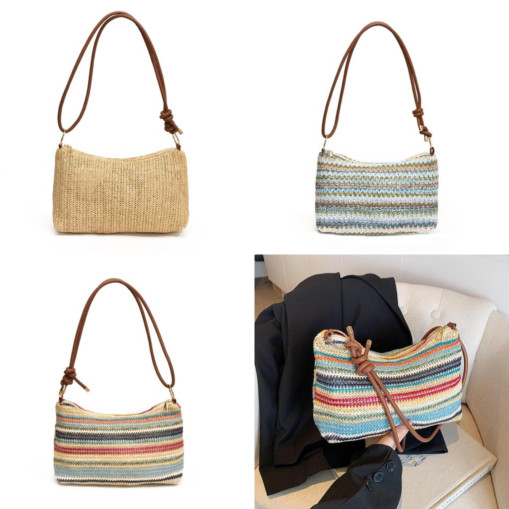 Fashionable Pvc Shoulder Bag With Artistic Design For Women Colorful Summer Handbag With Stitching