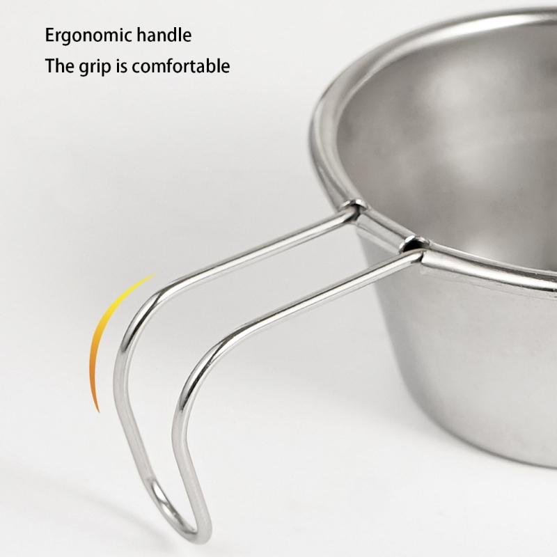 Camping Cookware Multipurpose Stainless Steel Cup with Hook Handle 50ml Capacity For Hiking Backpacking Adventure