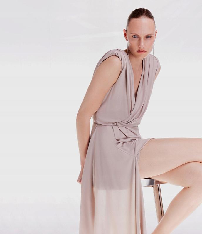 Karen Millen Beige Midi Dress For Tall L B1C