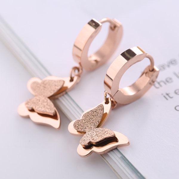 

Титановые серьги-бабочки из розового золота - Элегантные и трендовые женские аксессуары для ушей Butterfly Ear Clip Rose Gold