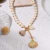 Retro Starfish White Shell Pendant Necklace for Women Bohemian Imitation Pearl Chain OT Buckle Necklace Summer Beach Jewelry