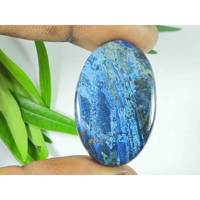 48Cts. Natural Azurite Oval Healing Crystal Cabochon Loose Gemstone 22X34MM SK-3854