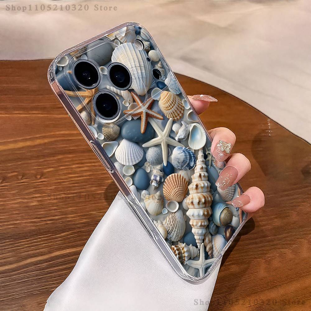 starfish shells Phone Case For iPhone 17,16,11,15,13,14,12,Air,Mini,Plus,Pro,Max,Plus,E Clear Soft Shell