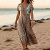 V-neck Print Loose Casual New Dress Bohemian