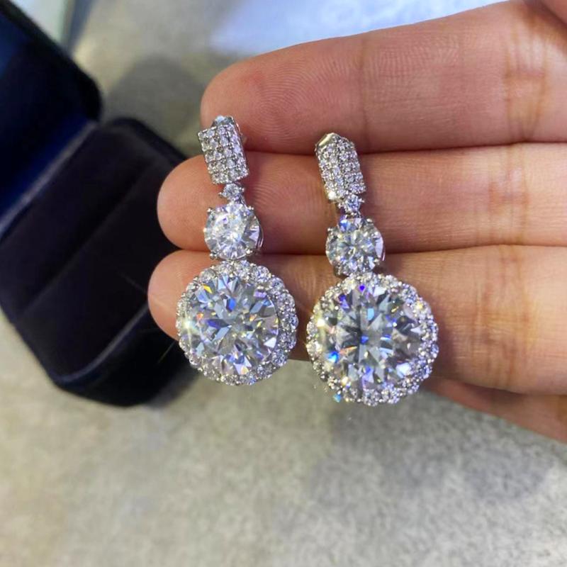 

CAOSHI Elegant Noble Lady Drop Earrings for Engagement Ceremony Copper Color Brilliant Zirconia Pendant Zircon for Wedding