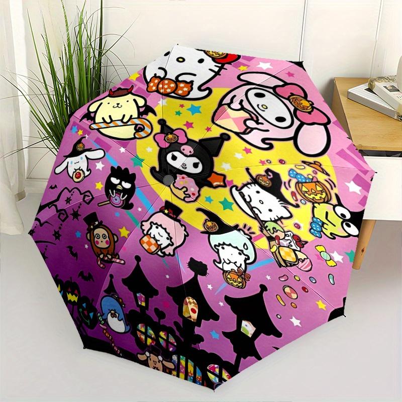 

Halloween Sanrio Character Design Automatic Opening and Closing Umbrella - Lightweight 3-Fold Design, Suitable for Fans, Travel, Daily Use - Official