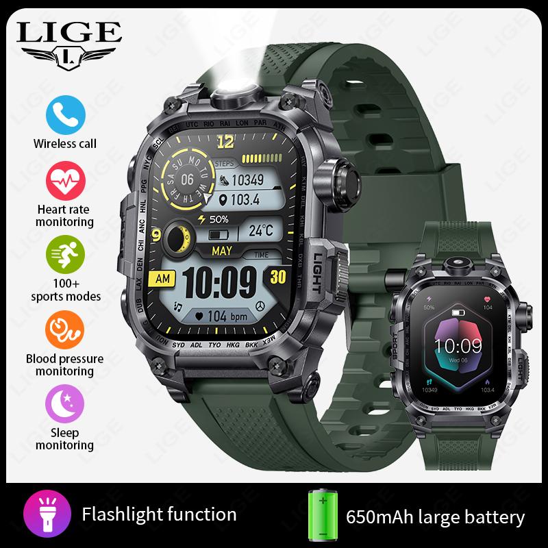 New Smart Watch Men Wireless Call IP67 Waterproof Sport Fitness Watch Voice Assistant Heart Rate Health Monitor Smartwatch