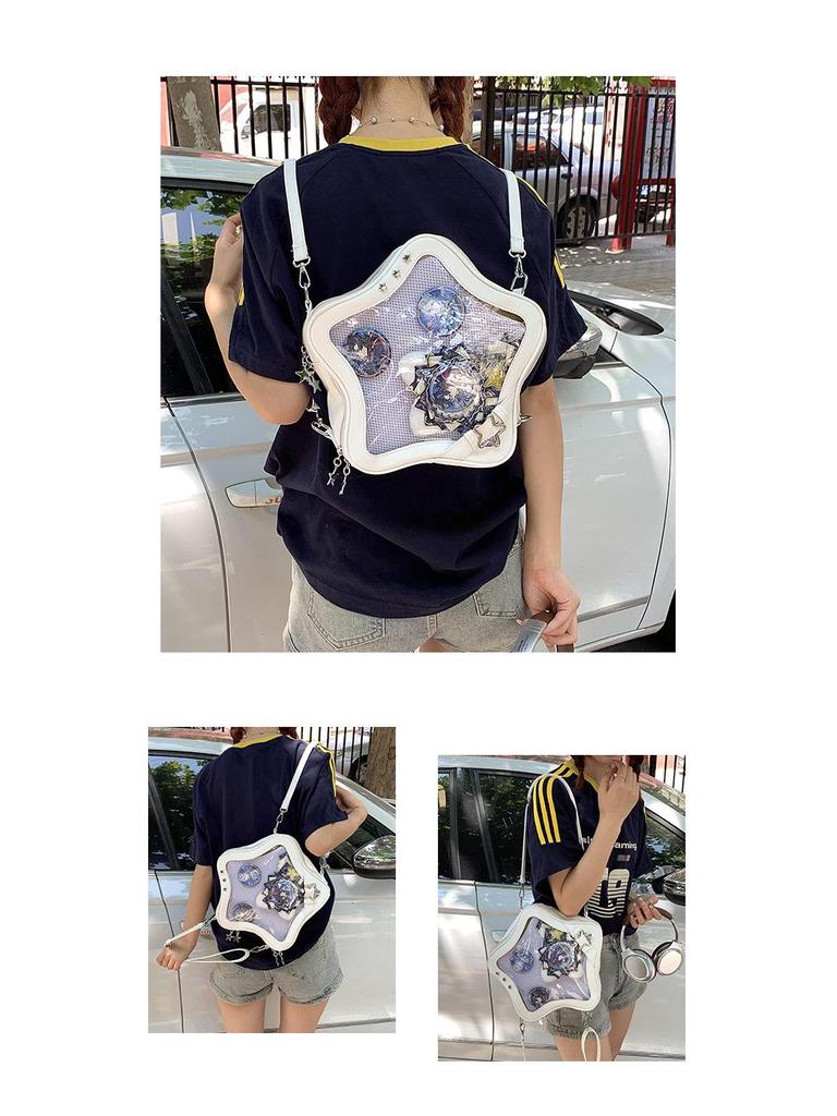 Transparente Stern-Ita-Tasche - Rucksack im koreanischen Stil mit großem Fassungsvermögen für Damen und Studenten
