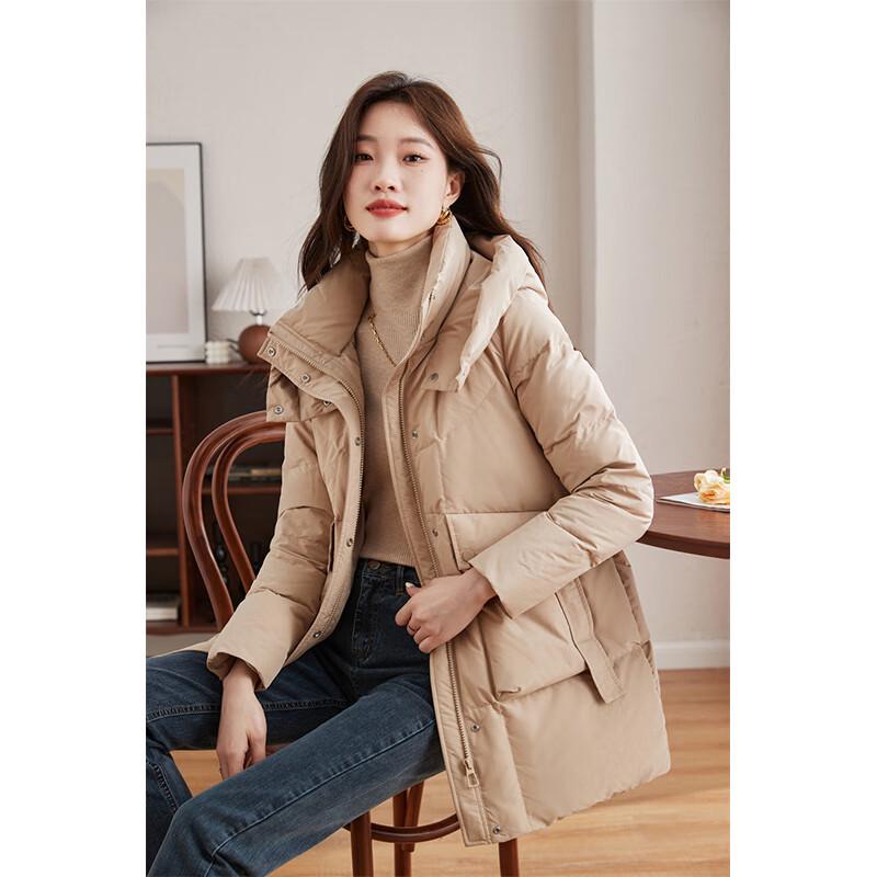Fengxun Women's Winter Hooded Down Jacket FXJH3851