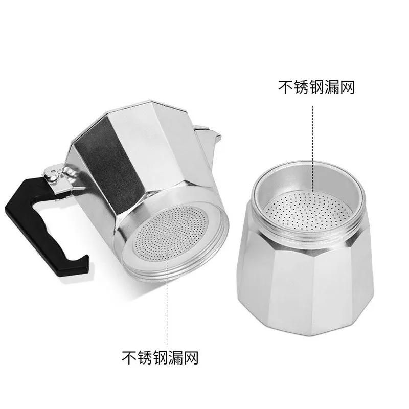 Red Moka Coffee Maker Italian Aluminum Octagonal Coffee Cup