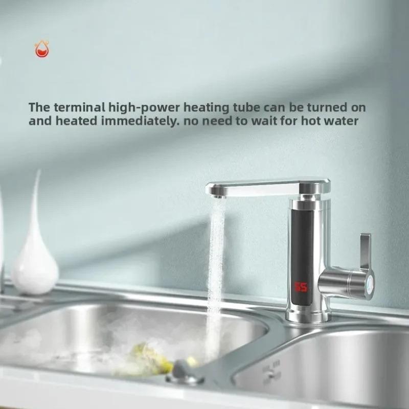 Electric Water Heater 220V Kitchen Faucet Tankless Instant Heating Water Tap Flowing Heated Mixer Digital Display