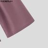INCERUN Men Zip-up High Waist Pleating Casual Long Wide Legs Pants Trousers