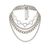 Hip-hop geometric set necklace, simple peach heart hollow multi-layer chain necklace for women