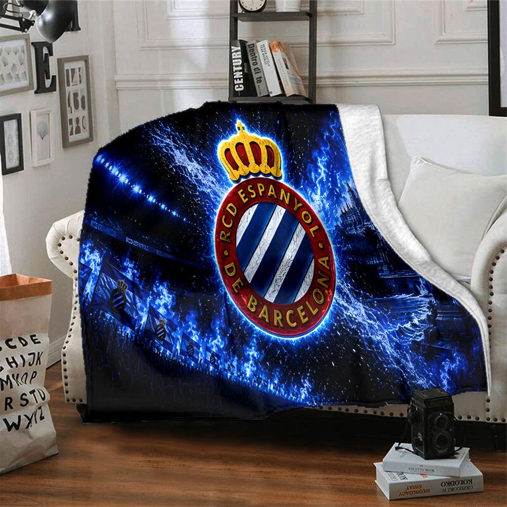 Espanyol Fc Stadium Flannel Blanket, Soft Polyester, Modern Design, All-Season for Camping, Travel, Gifts for holidays or birthdays