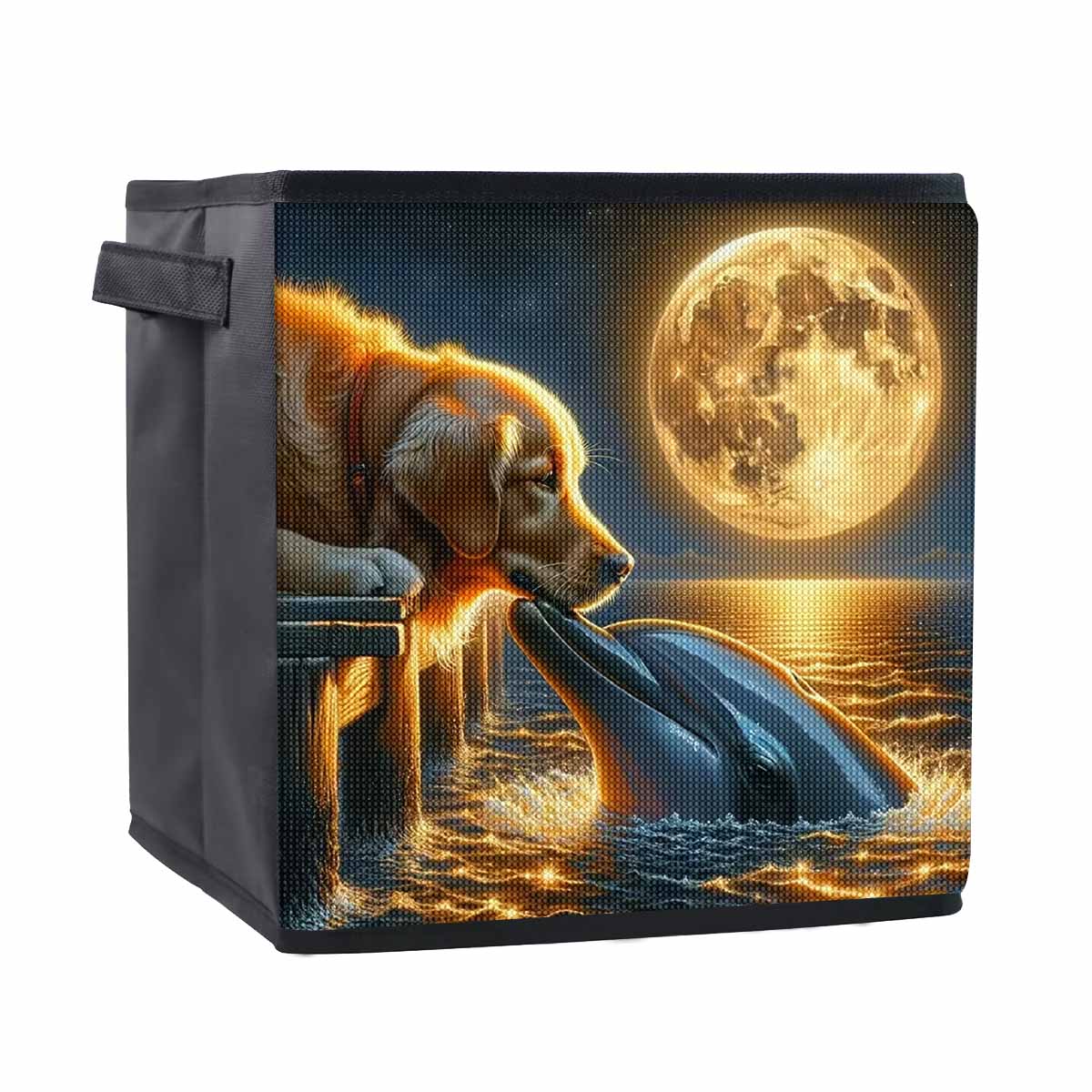 

Dogs and Dolphins 5D Diamond Painting Storage Basket Full Round Drill Mosaic Diamond Embroidery Cross Stitch Kits Home Decor Home Decor 25cmx25cm