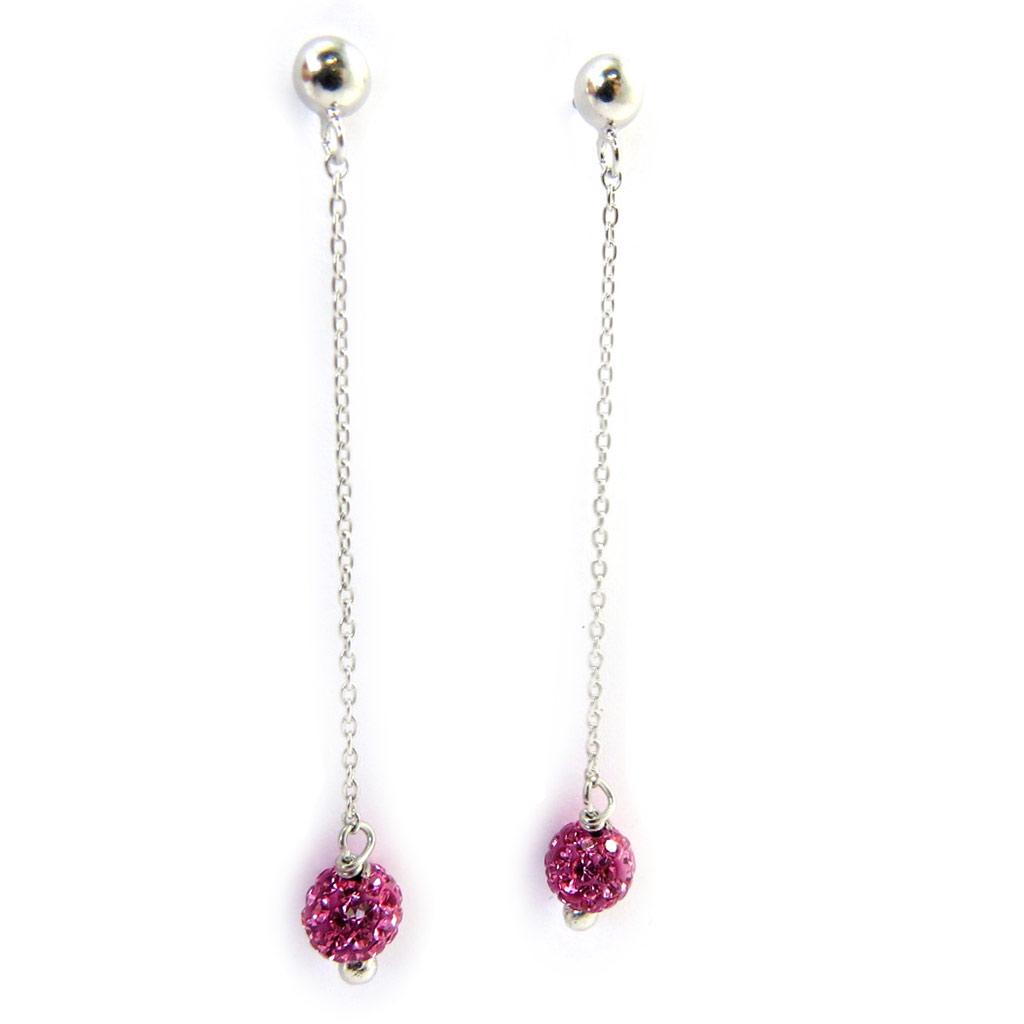Les Trésors De Lily [L9746] - Pink 'Sissi' Silver Earrings (crystal)
