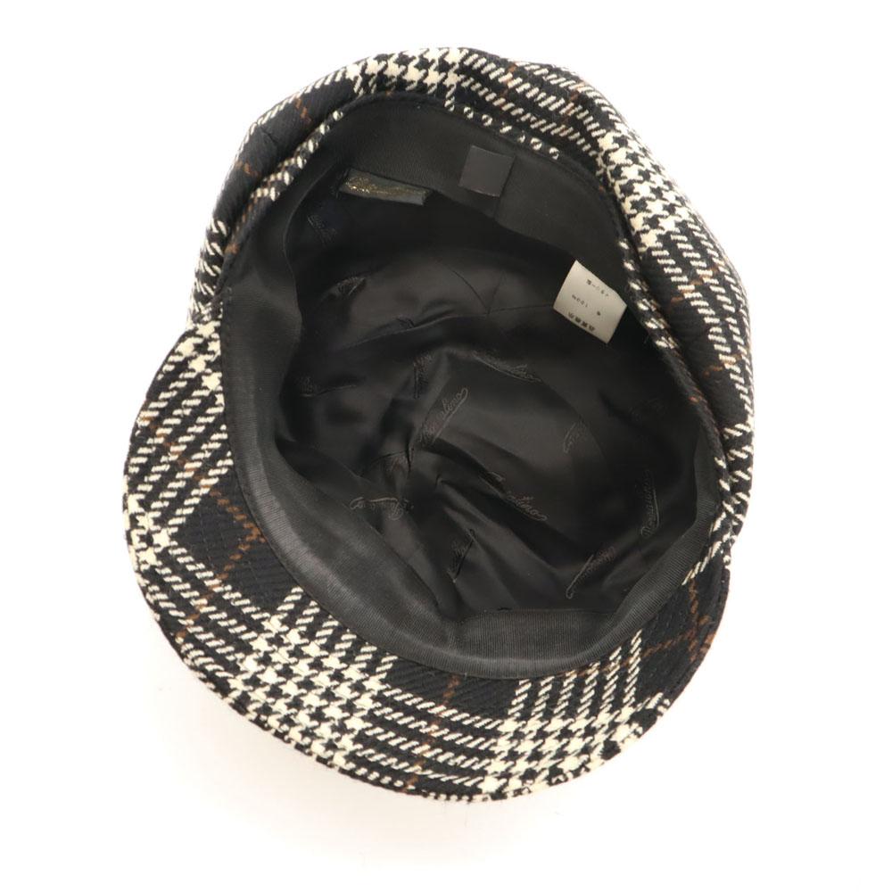 Borsalino Made In Italy Wool Houndstooth Casquette Black Series Women Used