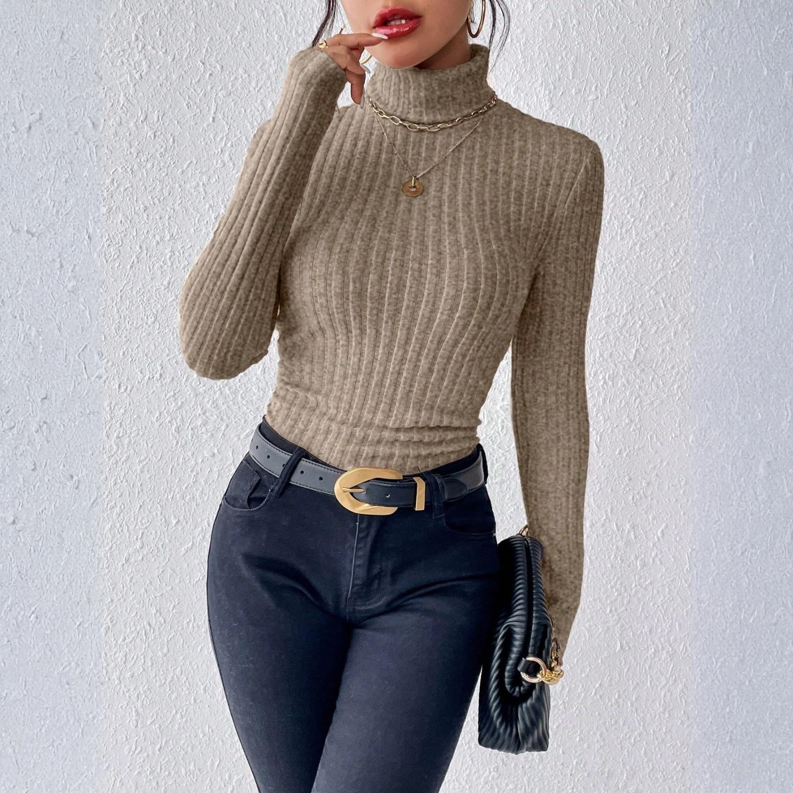 

Женские топы с длинным рукавом и V-образным вырезом, осенняя мода, повседневные деловые туники-блузки S хаки