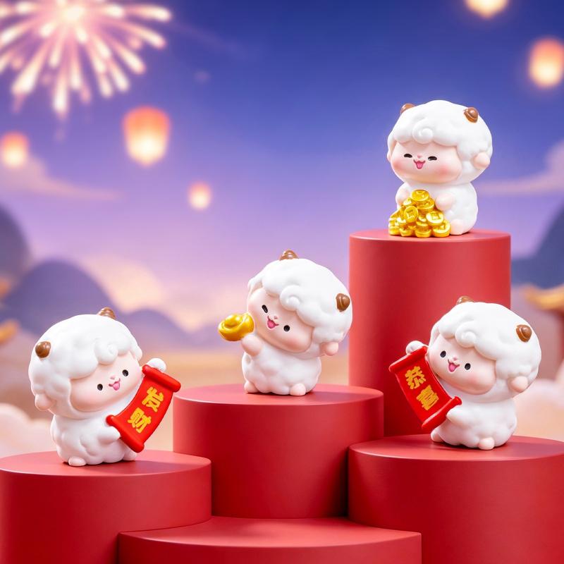 2027 Goat Year Miniature Ornaments Zodiac Cartoon Lucky Sheep Diy Car Decoration Office Desktop Decor Ornaments