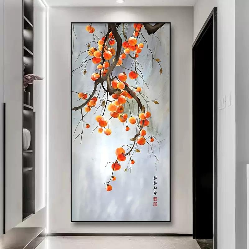 

Хурма в китайському стилі натякає на удачу Цвітіння коропа Плакати Пасторальні картини на полотні Настінні принти Картина Домашній декор кімнати 20x40cm No Framed