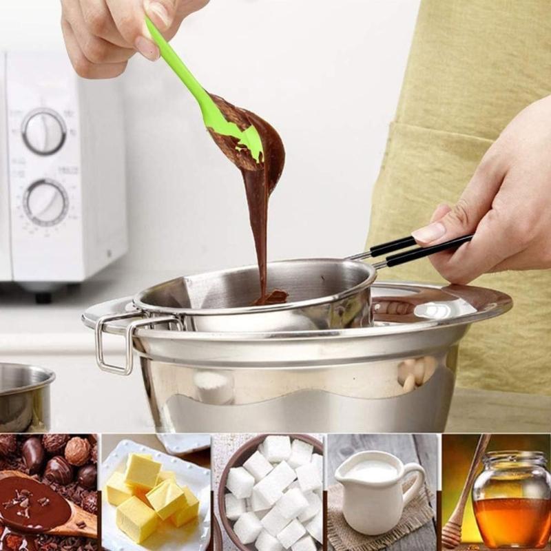 304 Stainless Steel Melting Pots 480ml Double Spout Nonslip Handle For Chocolate Caramels Butter Kitchen Tool
