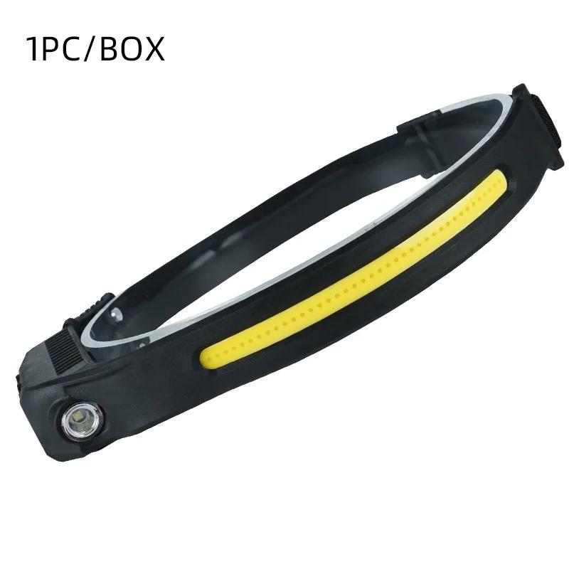 LED Headlight Sensor With Built-in Battery Head Flashlight USB Charging Work Light Super Bright Headband