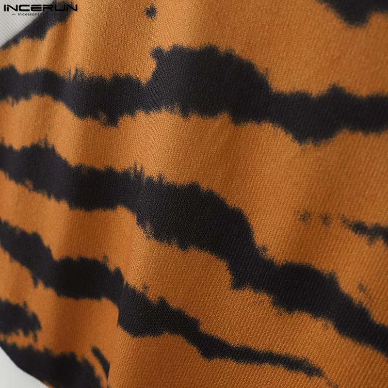 INCERUN Summer Men V Neck Sleeveless Stitching Striped Print Casual Tank Tops 