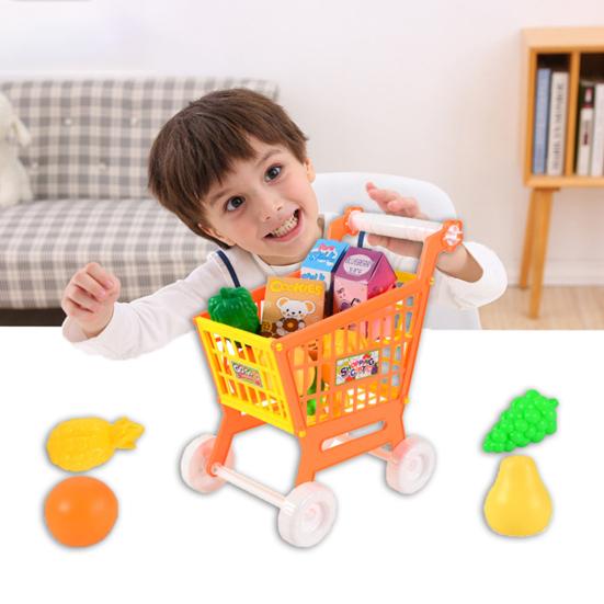 1 Set Kids Trolley Toy Rich Accessories Realistic Bright Color Parent-child Interactive Mini Shopping Cart Play House Toy for Gifts