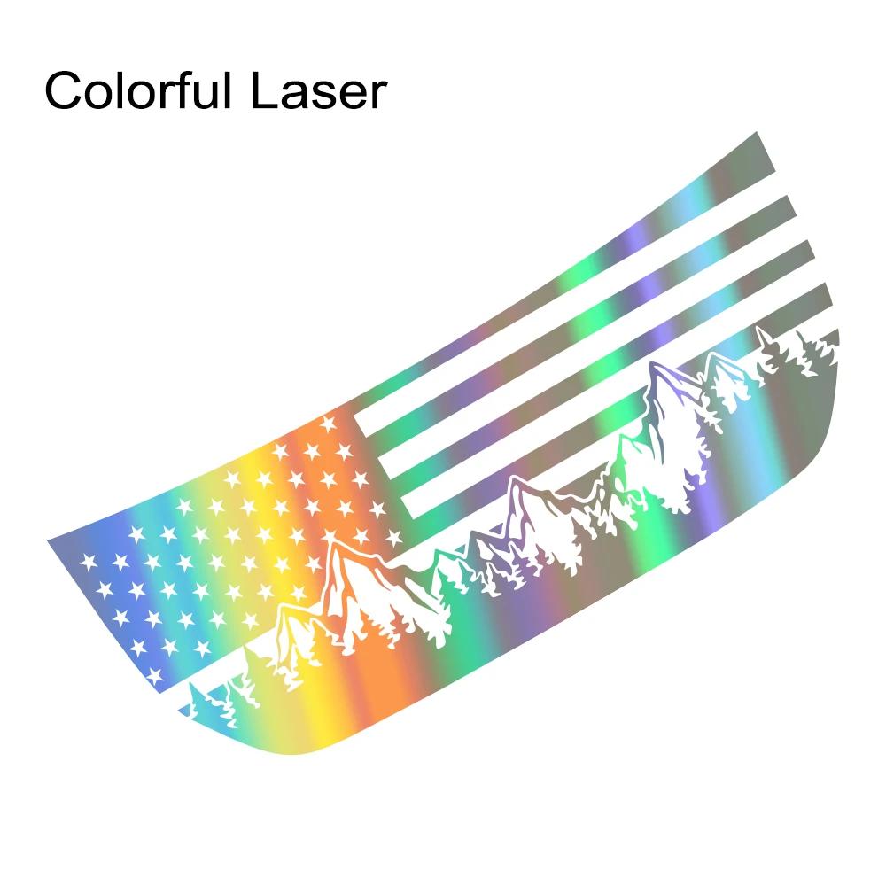 Car Hood Bonnet Sticker For Ford Bronco SUV Hardcore Raptor Flag Mountain Tree Styling Decor Decal Vinyl Auto Accessories Colorful Laser