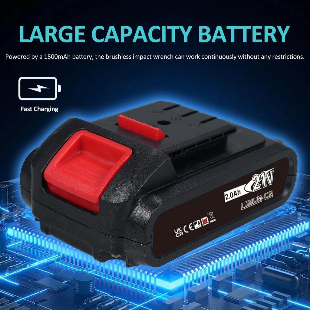 21V Cordless Impact Wrench Kit, 600Nm Electric Spanner with 2 PCS 1500mAh Batteries Bits Sockets Power Impact Wrench