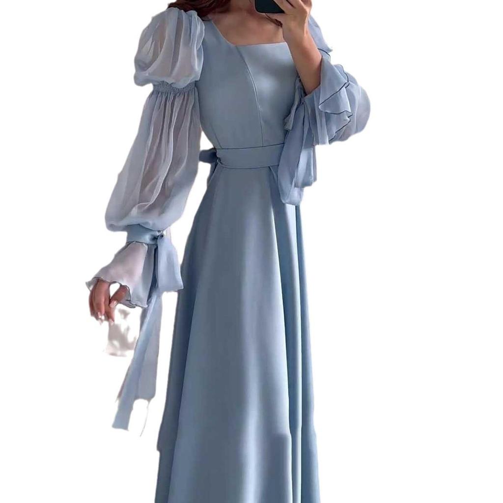 Europäisches und Amerikanisches Damen 2024 Herbst Französischer Mori-Stil Überknie-Kleid