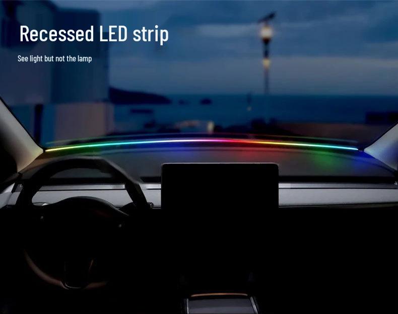 Colorful Acrylic Windshield Soundproof Light: App-Controlled, No Wiring, for Car Decoration.