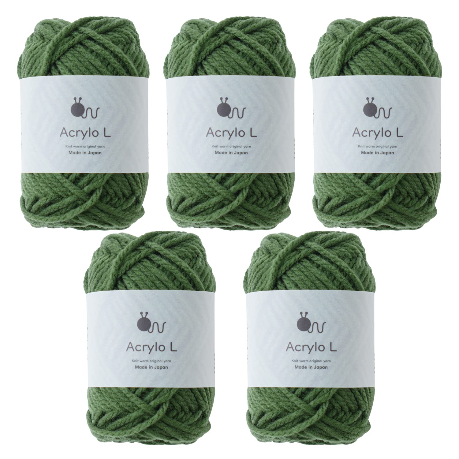 

Raw Wool Acrylo Extra 50g Made in Pack of 5 Yarn, L, Thick, (approx. 55m), Japan, (15. Green)