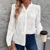 Long-sleeved Blouse for Women, New Style, Cardigan Shirt, Suitable for Office Wear, Open-weave Lace Jacquard Shirt