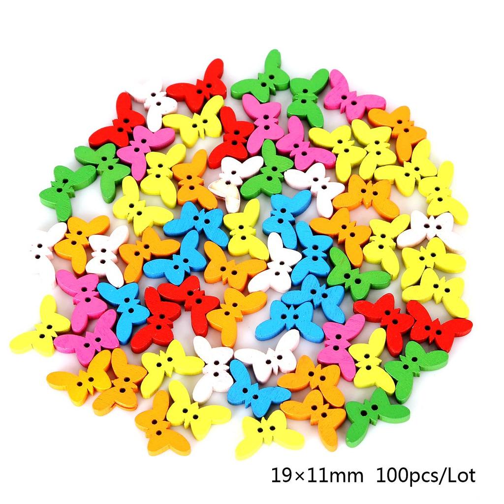 100 stücke DIY Knöpfe Mix Formen Holzknopf Nähen Handwerk 2 Löcher Knöpfe Kleidung Scrapbooking Decortion