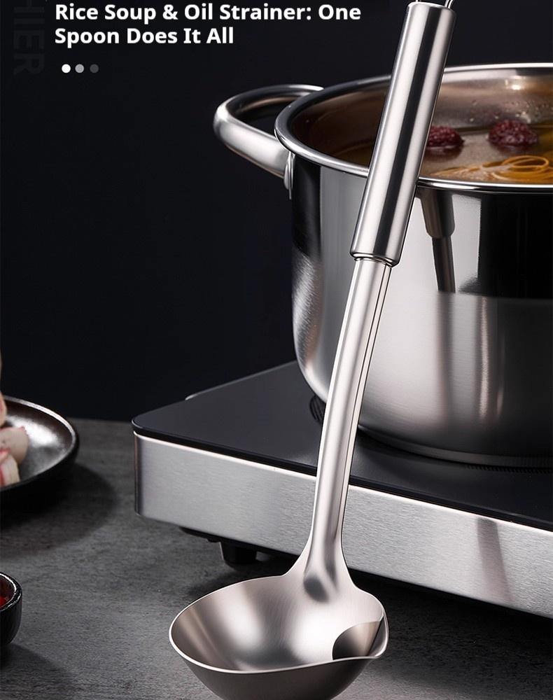 Gianxi 304 Stainless Steel Oil Separating Spoon  Oil Filtering Tool  Oil Removing Soup Separation Spoon For Household Use