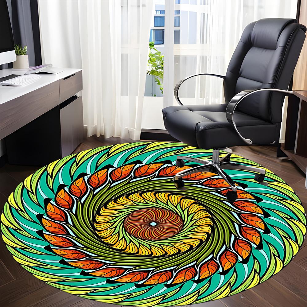 1PC Abstract Mandala Design Chair Carpet for Office Non-Slip, Lightweight, Machine Washable Rug for Office, Sleeping, Room - Holiday Decoryy25100908