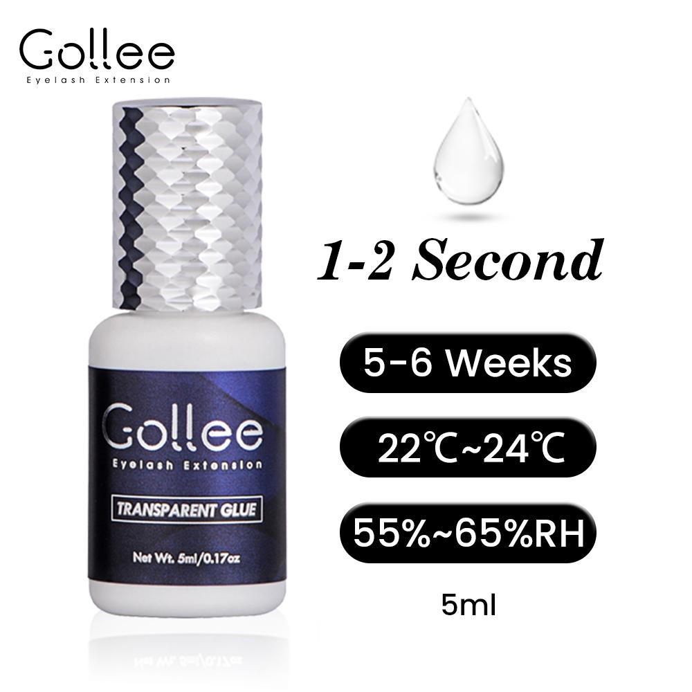 Gollee 0,5-1s Trocknender Kleber für Wimpernverlängerungen 5ml Hypoallergener Wimpernverlängerungskleber Starker Kleber Falsche Wimpern Zubehör