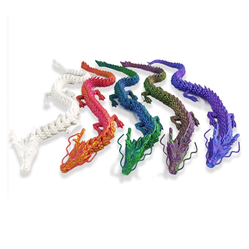 3D Printed Chinese Dragon Ornaments with Movable Joints - Popular Dragon Crafts and Celebrity Figures