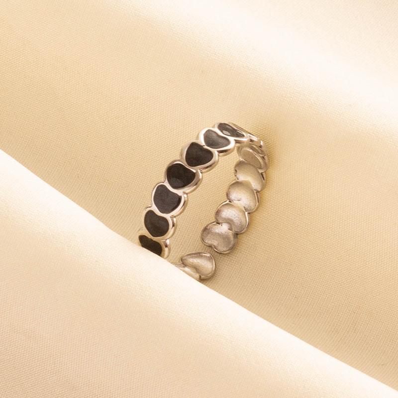 Punk Vintage Black Enamel Ring Stainless Steel Open Rings For Women Men Jewelry Fire Evil Eye Bague Acier Inoxydables Femme Gift