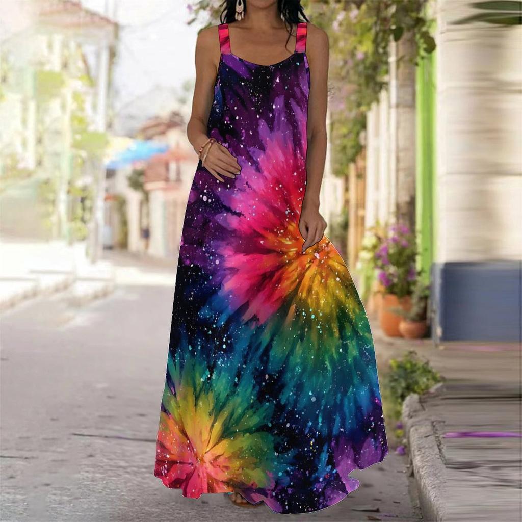 Women's Slip Dress Maxi Long Dress Flower Print Stitching Print Dress Spring & Summer Leisure Vacation