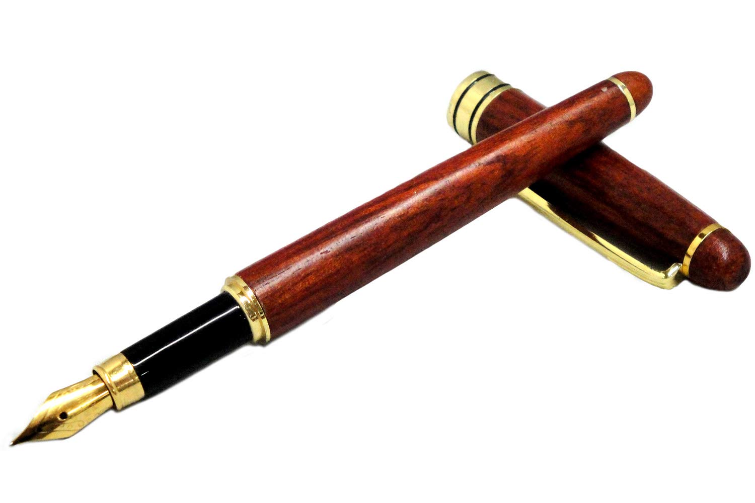 

Luxury wooden fountain pen with ink cartridge fine made from natural rosewood included, nib, wood. рожевий ліс