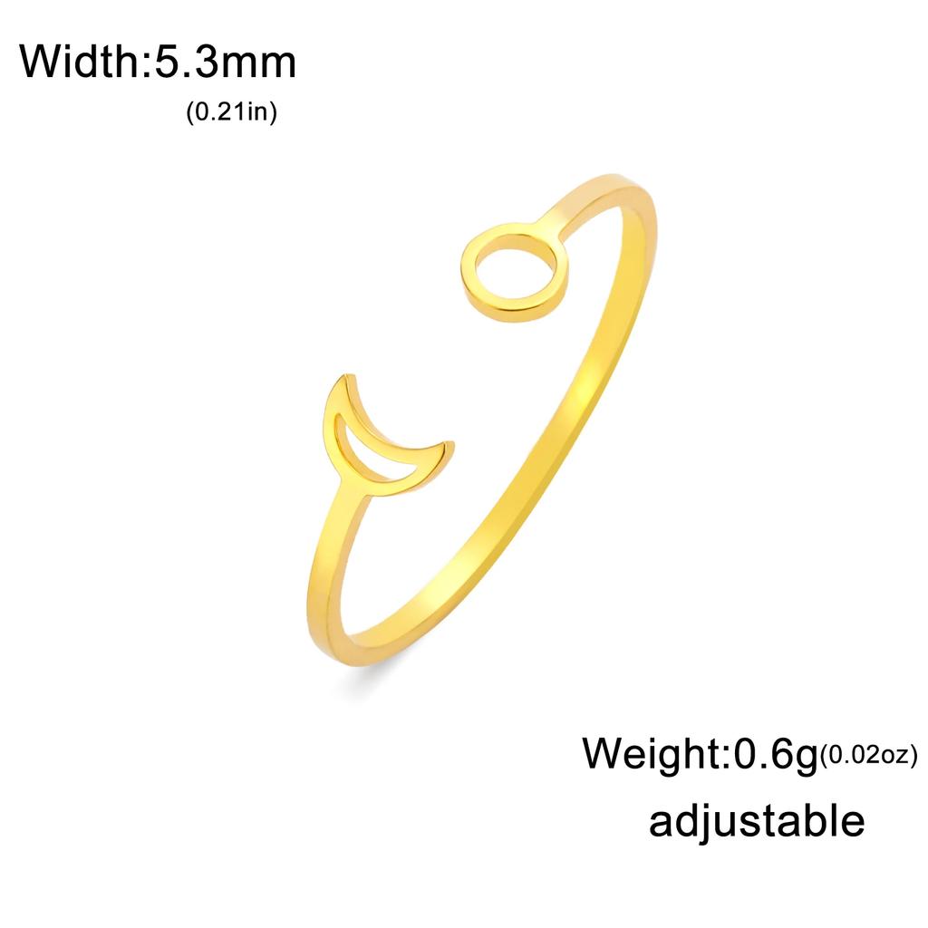 Cazador Crescent Moon Full Moon Rings for Women Stainless Steel Open Finger Rings 2025 Trend Jewelry Birthday Gift Wholesale