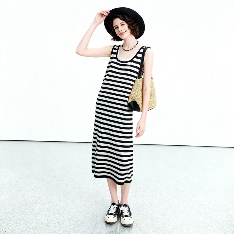 ENC Black and White Striped Tank Dress