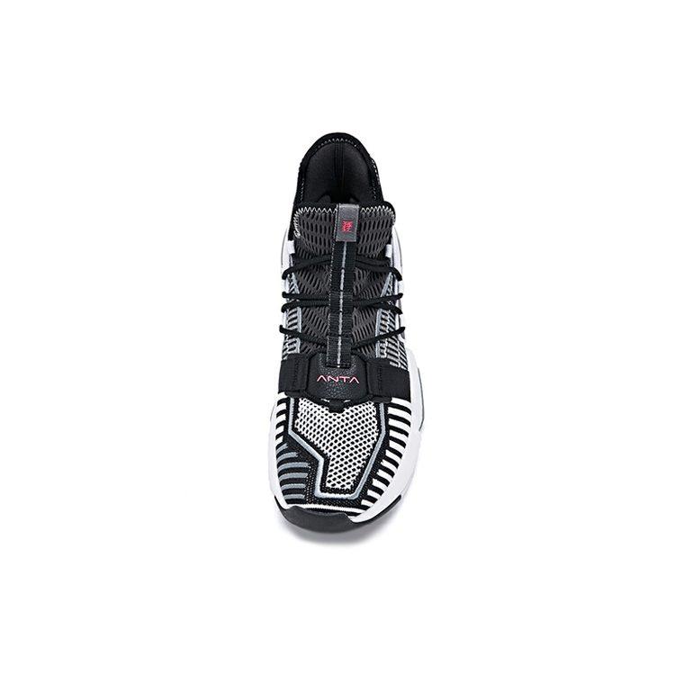 Anta Frivolous Series Cushioning, Wear Resistant Mid Top Basketball Shoes Men's Black White 112021609-3