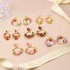 Fashion Enamel Colored Wreath Exquisite Flower Earrings Dripping Oil Color Sweet Spring and Summer Butterfly Temperament Silver Needle Earrings
